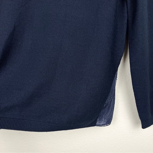 Marella XL Womens Navy Blue Ribbed Lace Back Hem Pullover Sweater - Picture 5 of 8